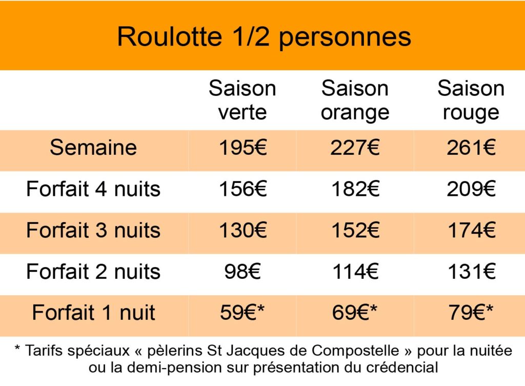 tarifs roulottes 2023-2024