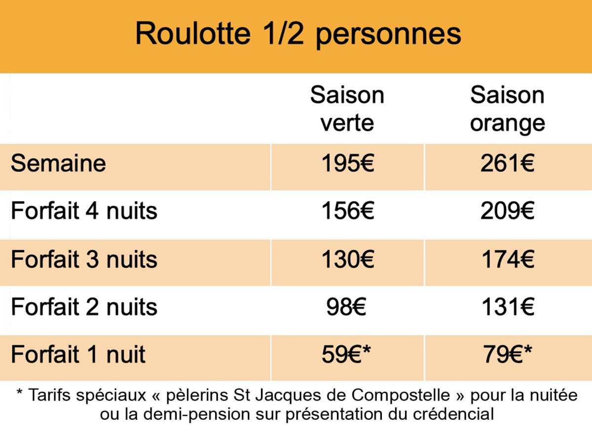 tarifs Village chalet